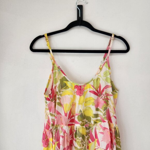 Roller Rabbit Imza Maxi Dress Dakota Floral Tiered Ruffle Skirt Silk Cotton S - Picture 4 of 10